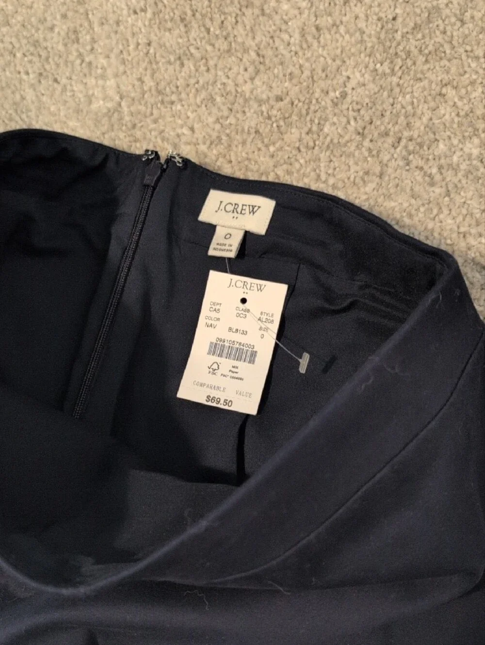 J. Crew Black Scalloped-Hem Pencil Skirt